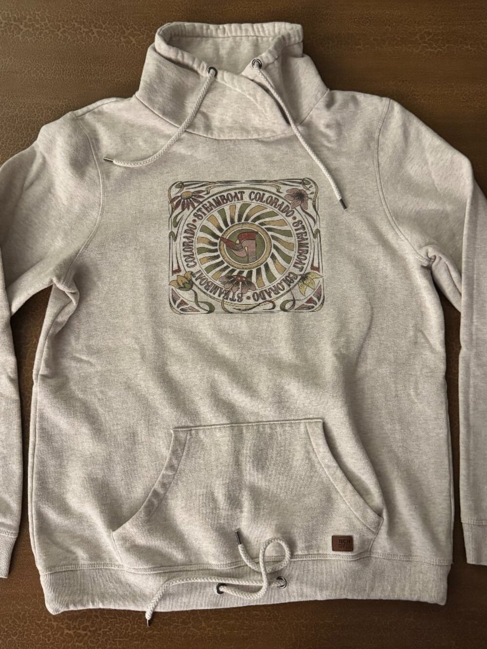 Steamboat Springs Colorado Pullover Drawsting Cowl Neck Hoodie - Size XL